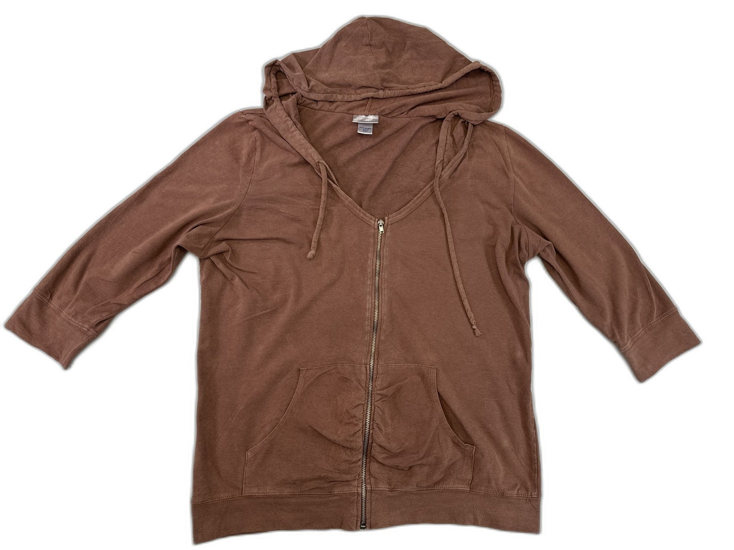PROSPIRIT YOGA Hoodie XXLarge Brown Cotton Relaxed Fit Lightweight Zipper Front