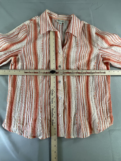 Coldwater Creek Shirt Womens XL Stripe Button Up Textured Blouse Casual Top
