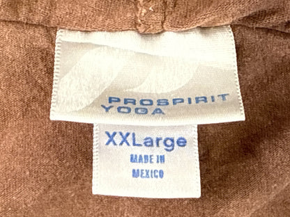 PROSPIRIT YOGA Hoodie XXLarge Brown Cotton Relaxed Fit Lightweight Zipper Front