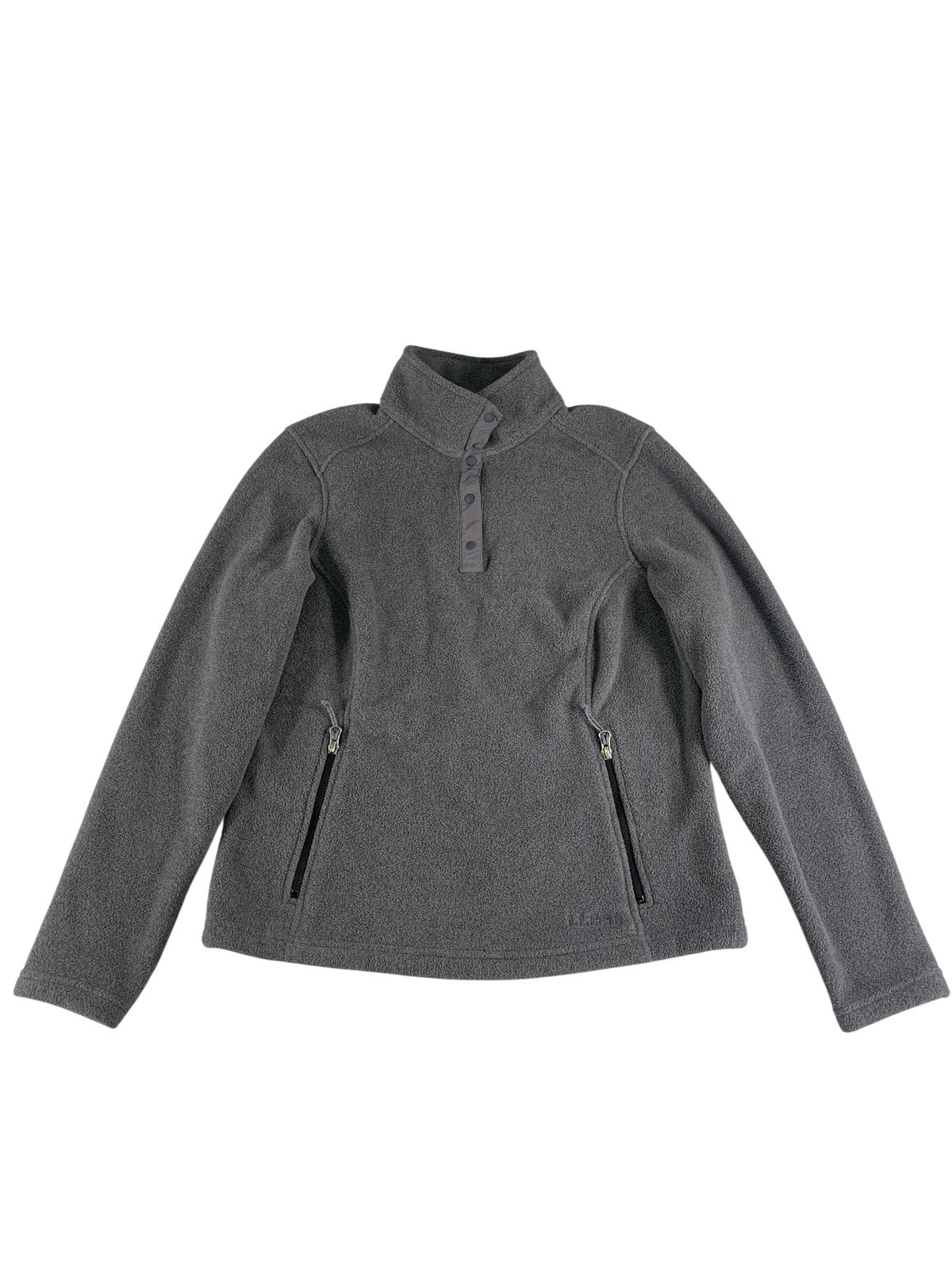LL Bean Pullover Womens Small Gray Polartec Fleece Half Snap Recycled Outdoor