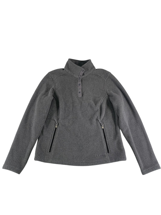 LL Bean Pullover Womens Small Gray Polartec Fleece Half Snap Recycled Outdoor