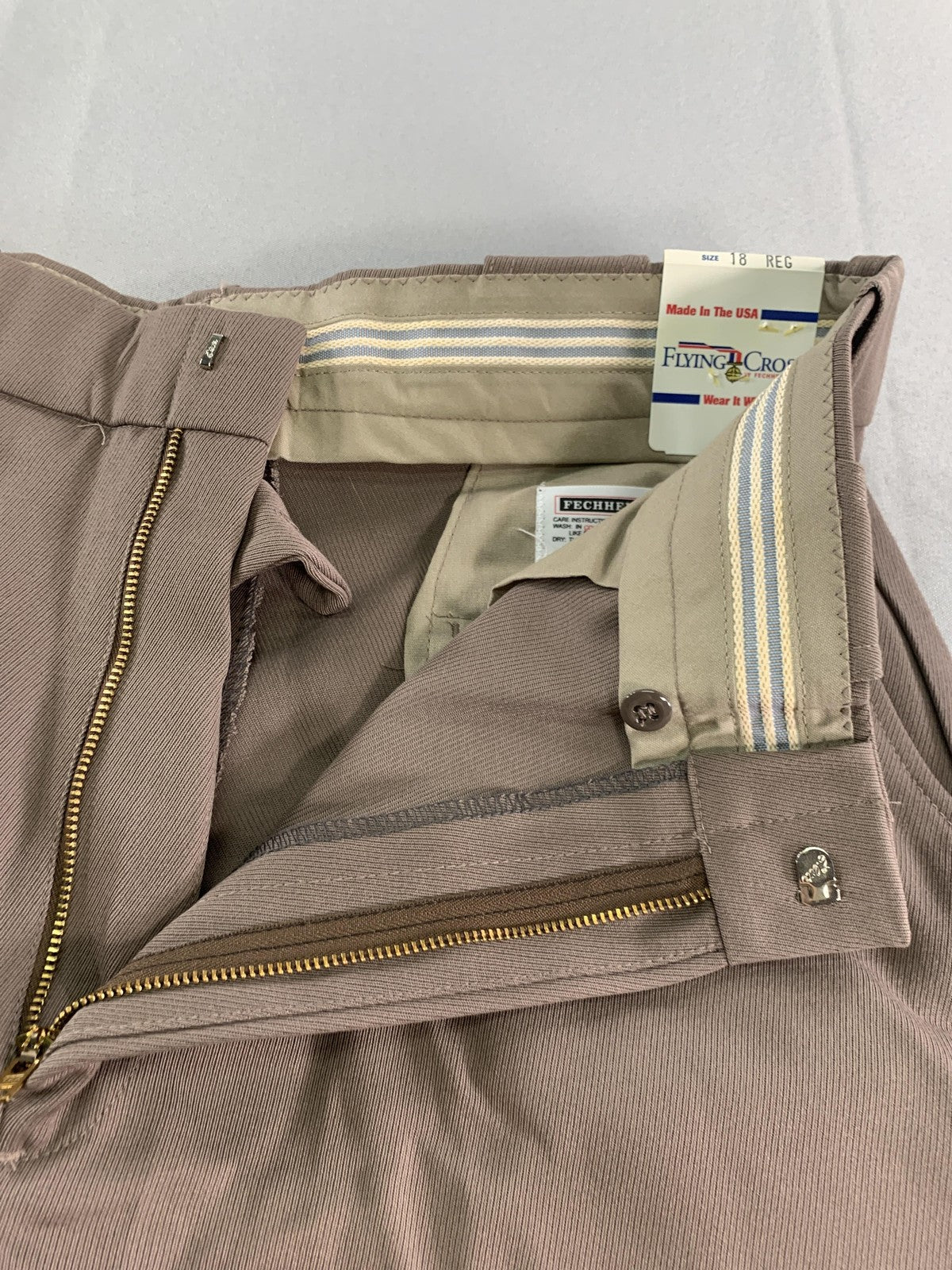 Flying Cross Pants Mens 18 Regular Brown Wool Blend Uniform Dress Made USA on