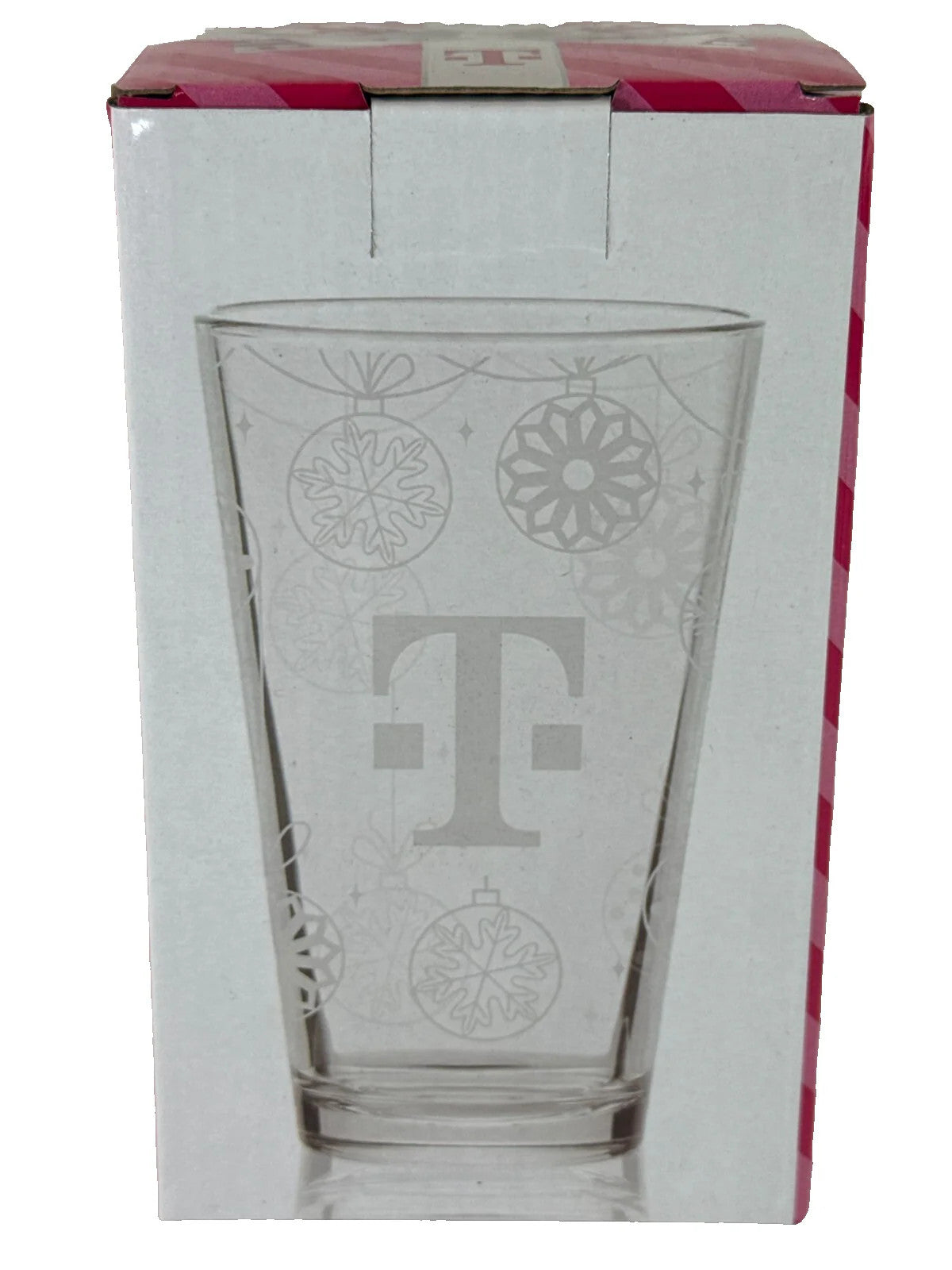 T-Mobile Tuesdays Holiday Glass Cup 16oz 2023 NEW in Box Snowflake Christmas Gif