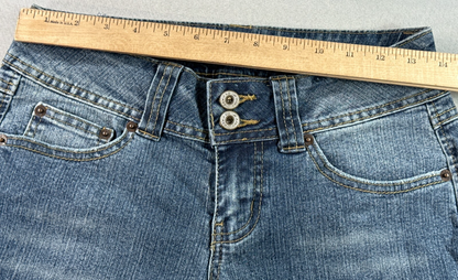 Angels Jeans Womens 5 Short Blue Flare Bootcut Stretch Low Rise Denim Pants