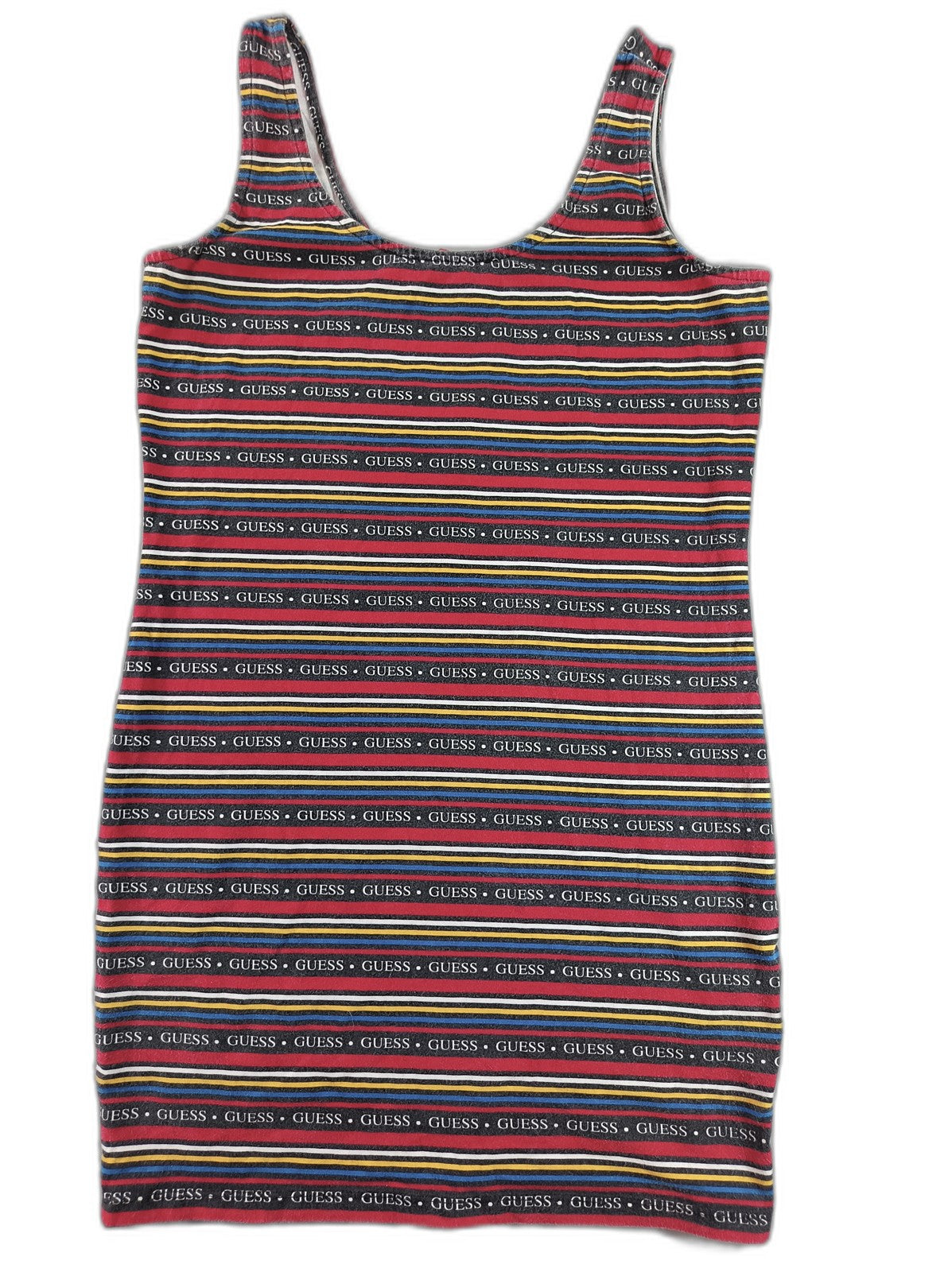GUESS Tank Dress Womens M Multicolor Cotton Scoop Neck Sleeveless All Over Logo