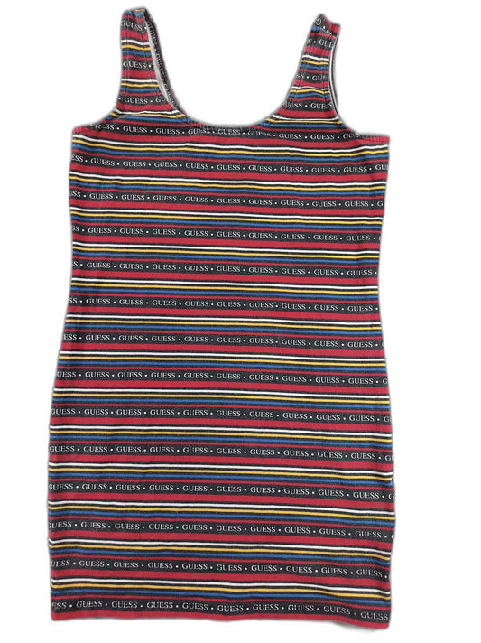 GUESS Tank Dress Womens M Multicolor Cotton Scoop Neck Sleeveless All Over Logo