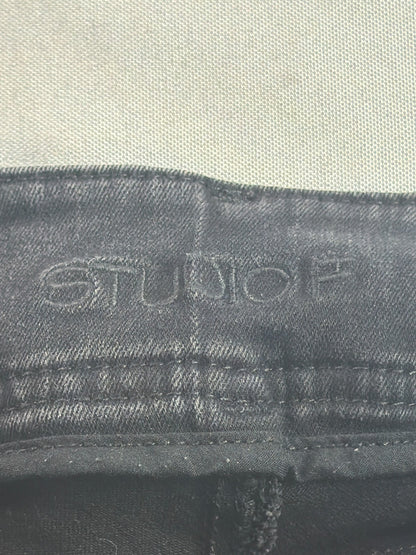 Studio F Colombian Jeans Women 8 Black Double Button Skinny Slim Denim Original