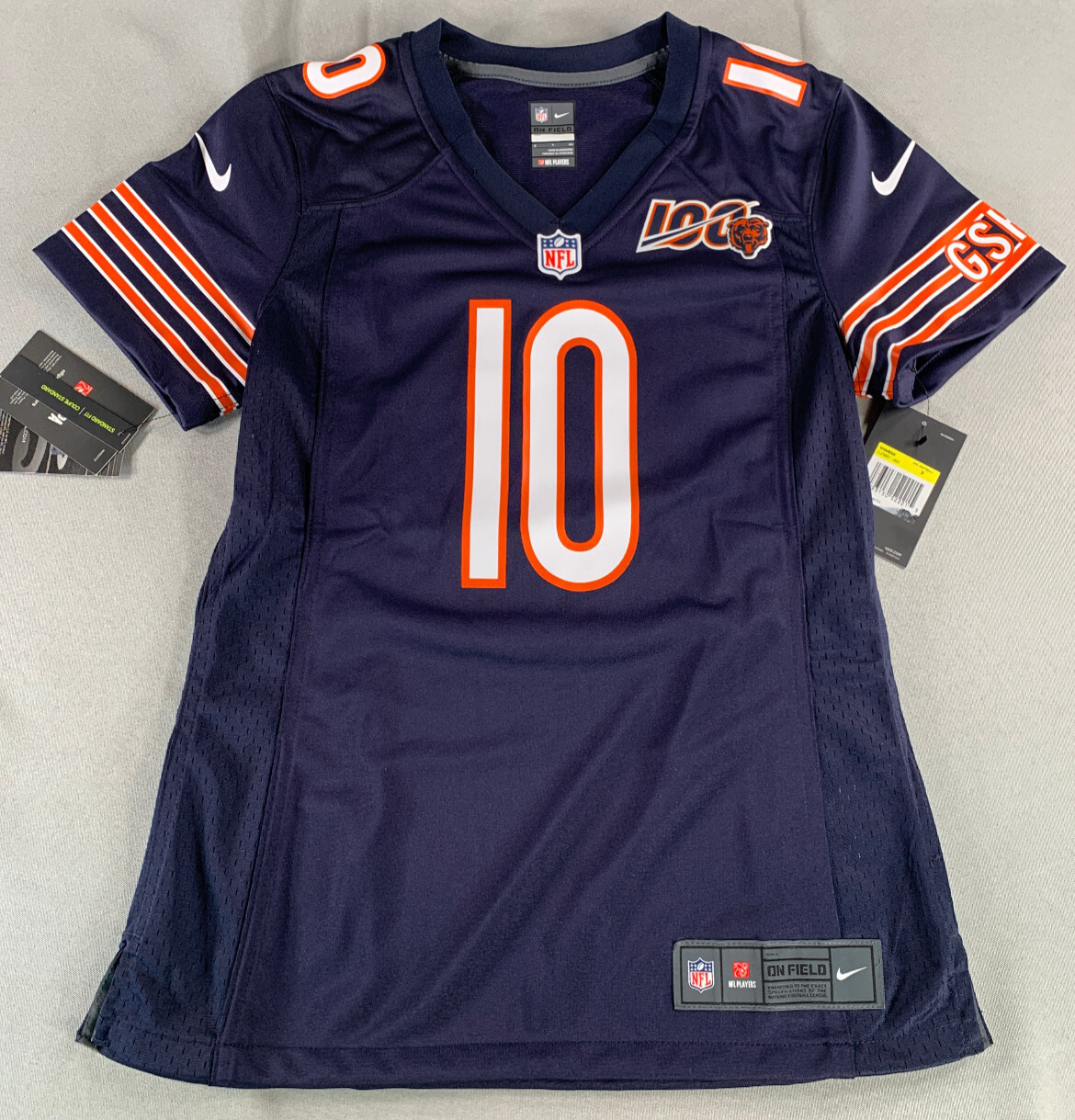 Nike Bears Trubisky Jersey Small NFL On Field #10 100 GSH Navy Blue Orange NWT