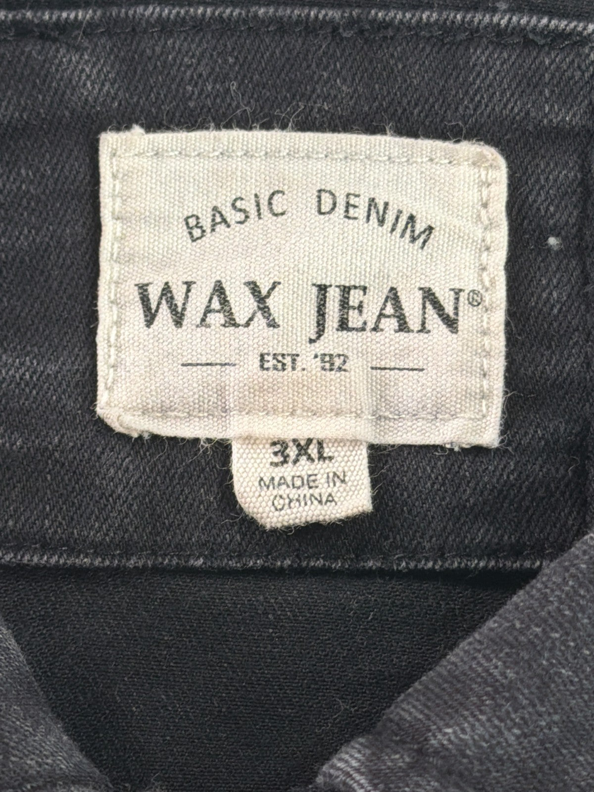Wax Jean Basic Denim Jacket Womens 3XL Black Stretch Trucker Button Front NWT