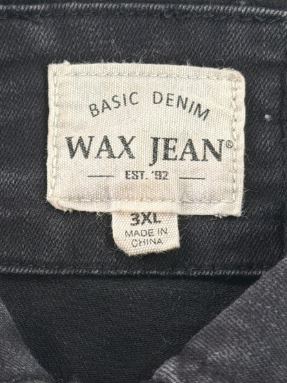 Wax Jean Basic Denim Jacket Womens 3XL Black Stretch Trucker Button Front NWT