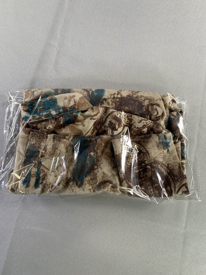 Keneth Too Shirt Womens Plus XL Beige Blue Brown Abstract Print Button Up Top