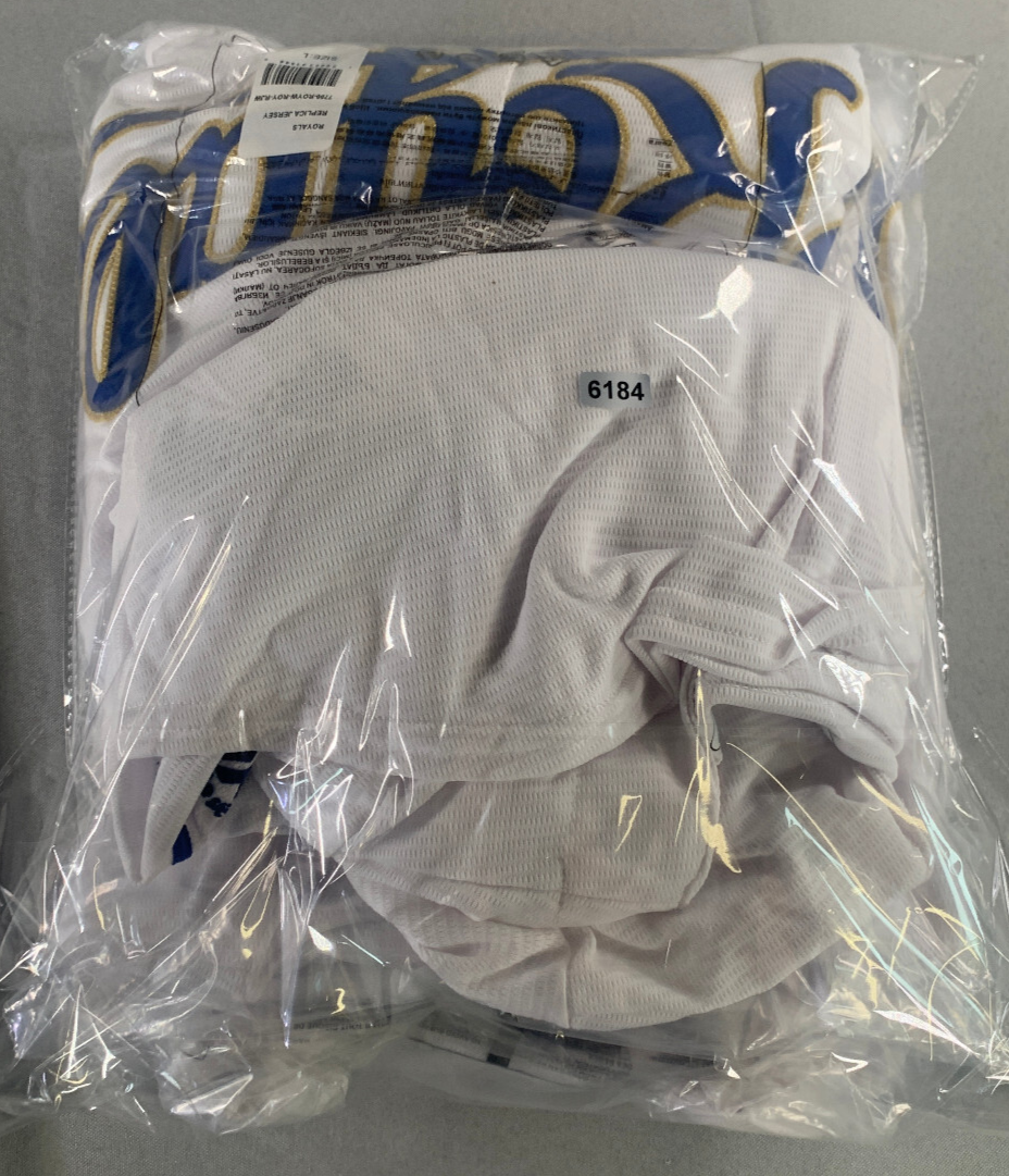 Majestic MLB Royals Cool Base Jersey Womens L White Blue Replica Button Front