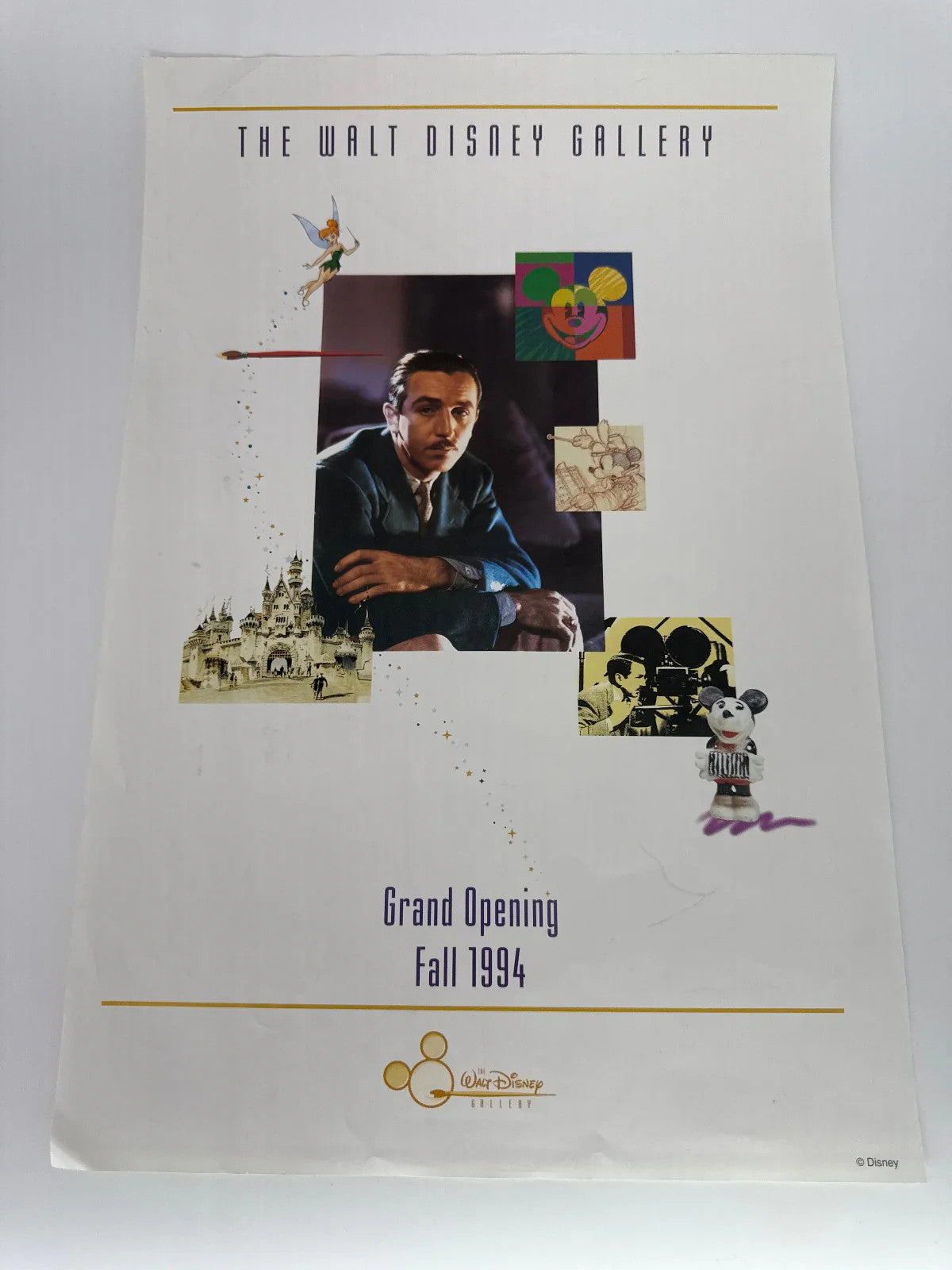 1994 Walt Disney Gallery Grand Opening Brochure Sketch Art Candy Palace Apparel