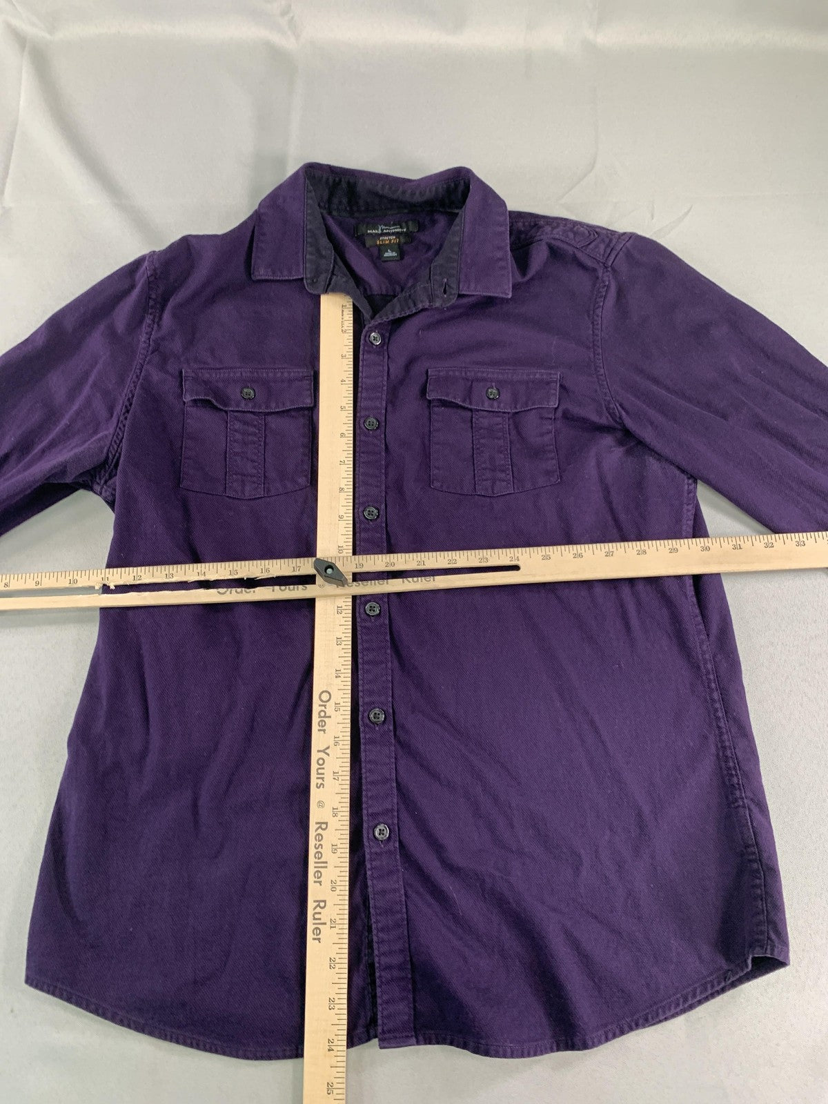 Marc Anthony Shirt Mens Large Purple Stretch Slim Fit Long Sleeve Button Front