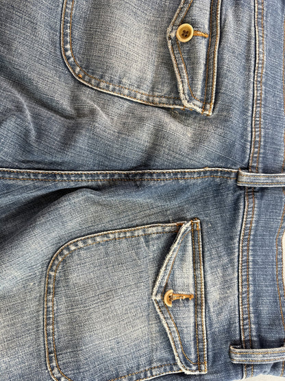 DKNY Straight Fit Jeans Womens 12 Blue Cotton Spandex Regular Mid Rise Denim Leg