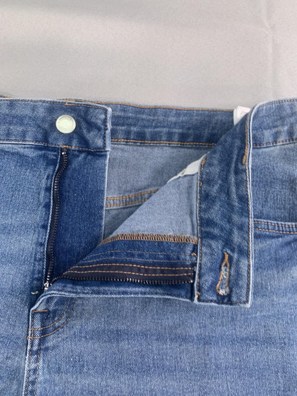 H&M Denim Shorts Womens 18 Blue High Rise Rolled Hem Stretch Casual Jean Summer