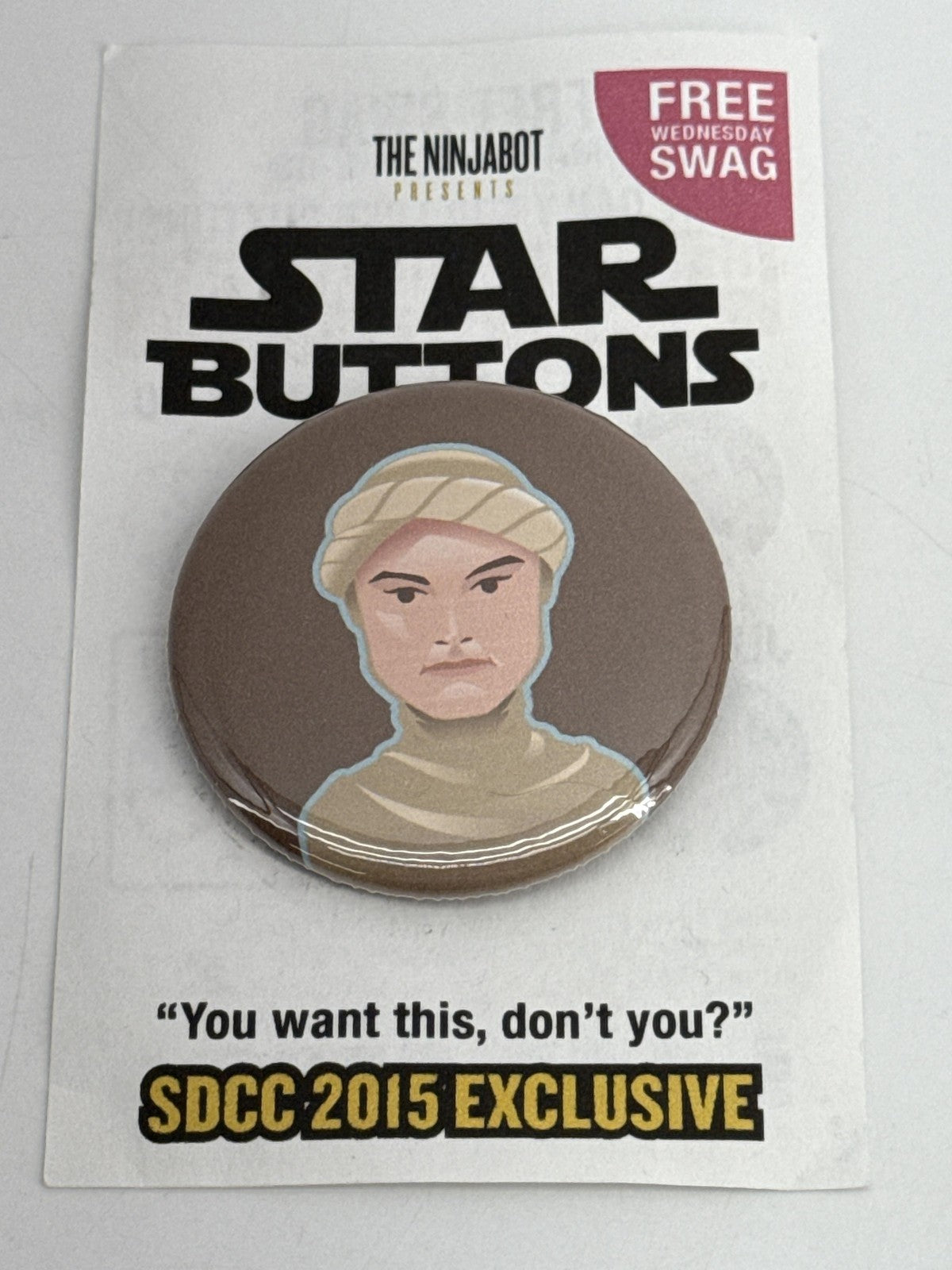 Star Wars Ninjabot Star Buttons SDCC 2015 Exclusive Pin Set Rey BB-8 Trooper Red