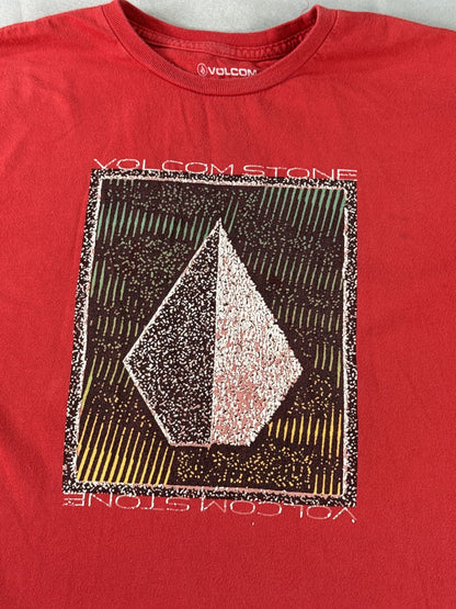 Volcom Stone Graphic Tee US M US Red 100% Cotton Crewneck Short Sleeve Skater