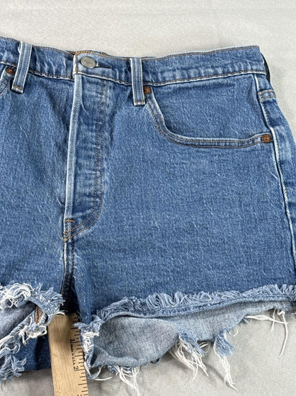 Vintage High Waisted Denim Cutoff Shorts Frayed Hem Blue Jean Summer Style