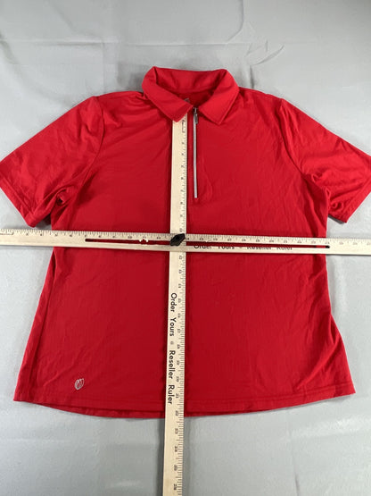GGblue Luxe Sport Polo Shirt Womens Large Red Quarter Zip Performance Golf Top