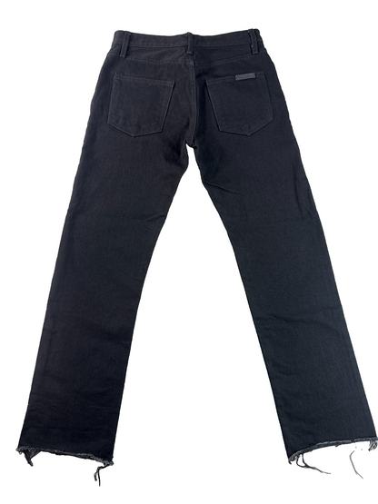 Fear of God Jeans 28 Black Denim Straight Leg Raw Hem Selvedge Fourth Collection