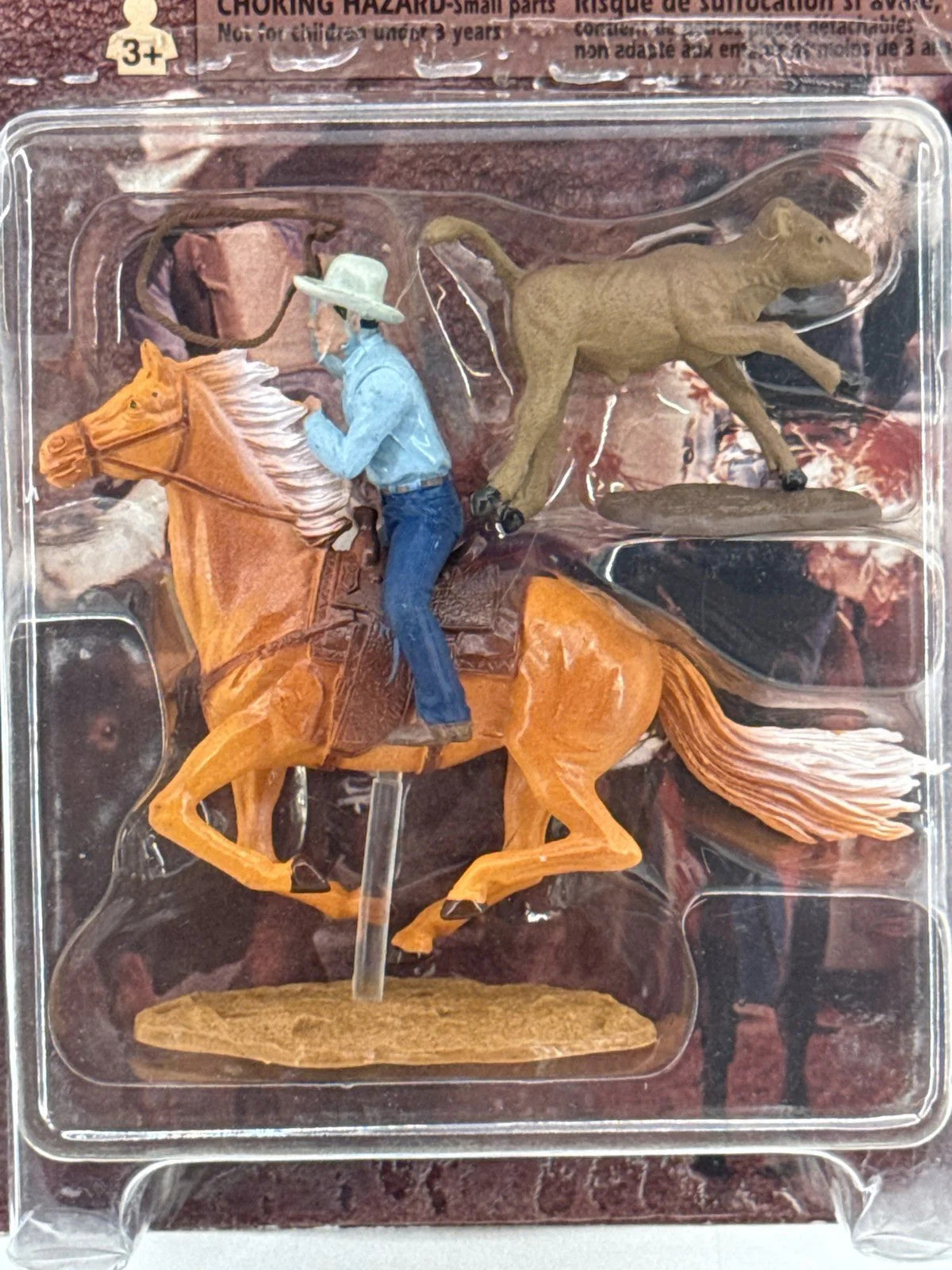 NewRay Western Rodeo Cowboy Horse Calf Roping Action Figure Playset Toy Vintage