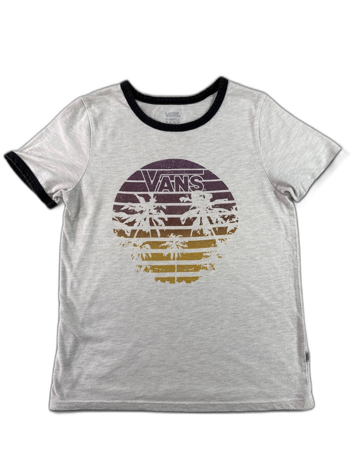 Vans T Shirt Vans Logo Palm Trees Graphic Ringer Tee X Small