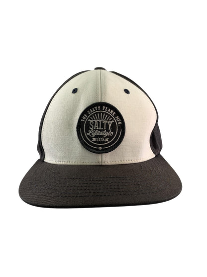 Salty Lifestyle Hat Cap Snap Back Black White Two Tone Embroidered Patch Mens