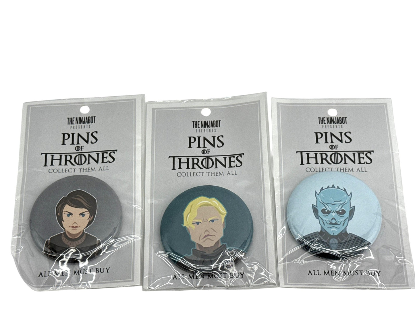The Ninjabot Pins Of Thrones Button Pin Lot 3 Arya Brienne Night King Game Of