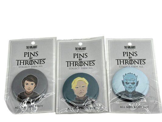The Ninjabot Pins Of Thrones Button Pin Lot 3 Arya Brienne Night King Game Of