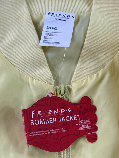 Friends TV Show Yellow Bomber Jacket Large Polyester Outerwear