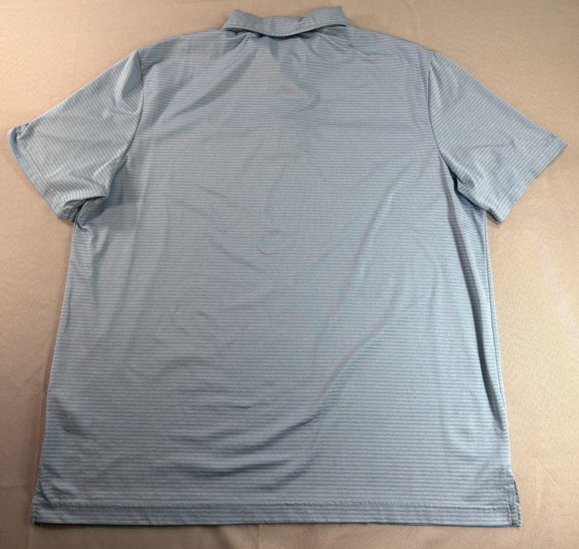 32 Degrees Cool Polo Shirt Mens XXL Blue Striped Stretch Performance Golf Tee
