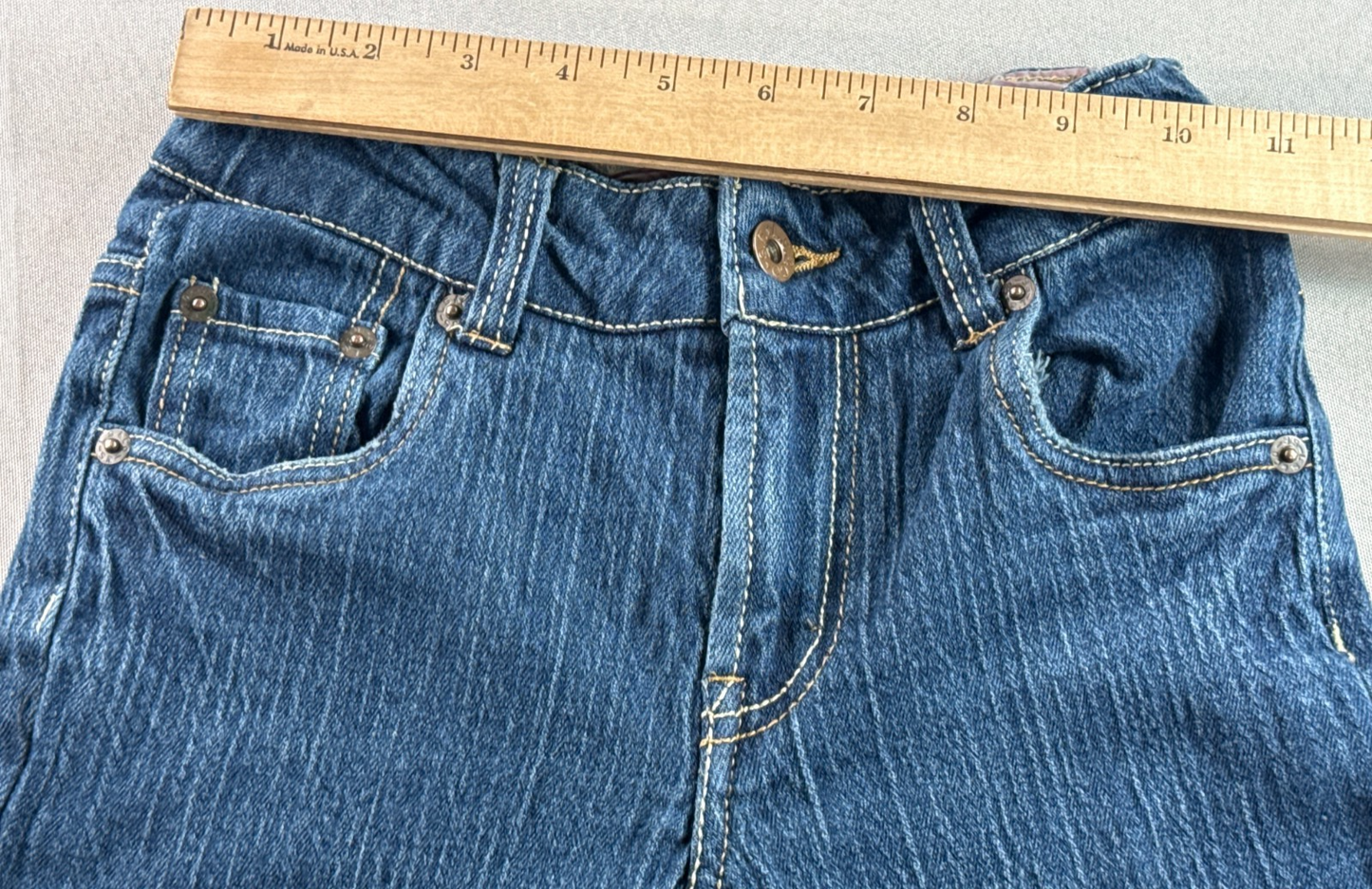 Levi's 517 Girls Jeans 12 Slim Flare Stretch Medium Wash Adjustable Waist Denim