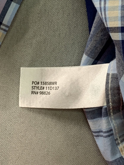 US Polo Assn Shirt Mens Large Blue Plaid Short Sleeve Button Down Casual Pocket