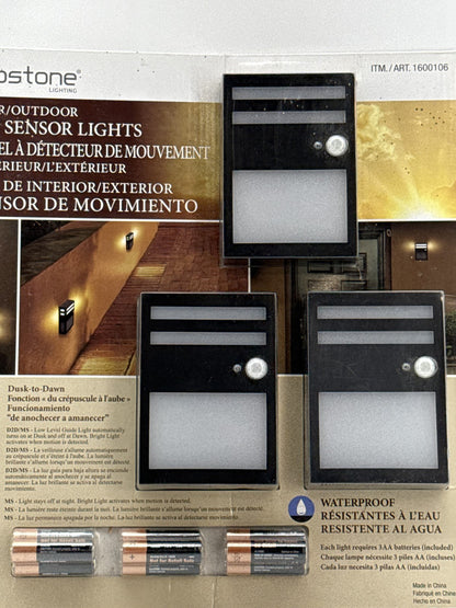 Lot of 2 Capstone LED Indoor Motion Sensor Lights Black Waterproof Dusk Dawn