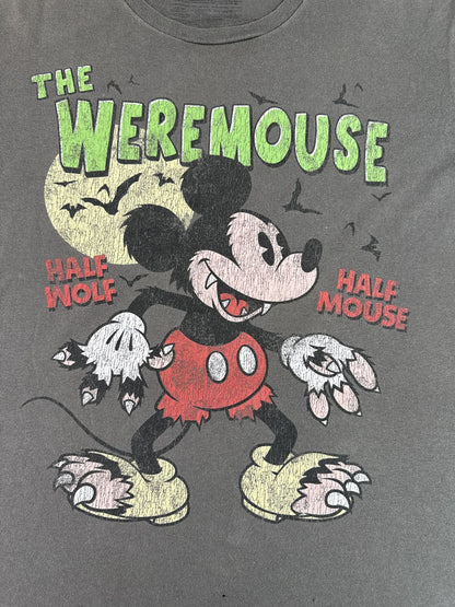 Disney WereMouse Mickey Mouse Graphic Tee Black Vintage Style Short Sleeve