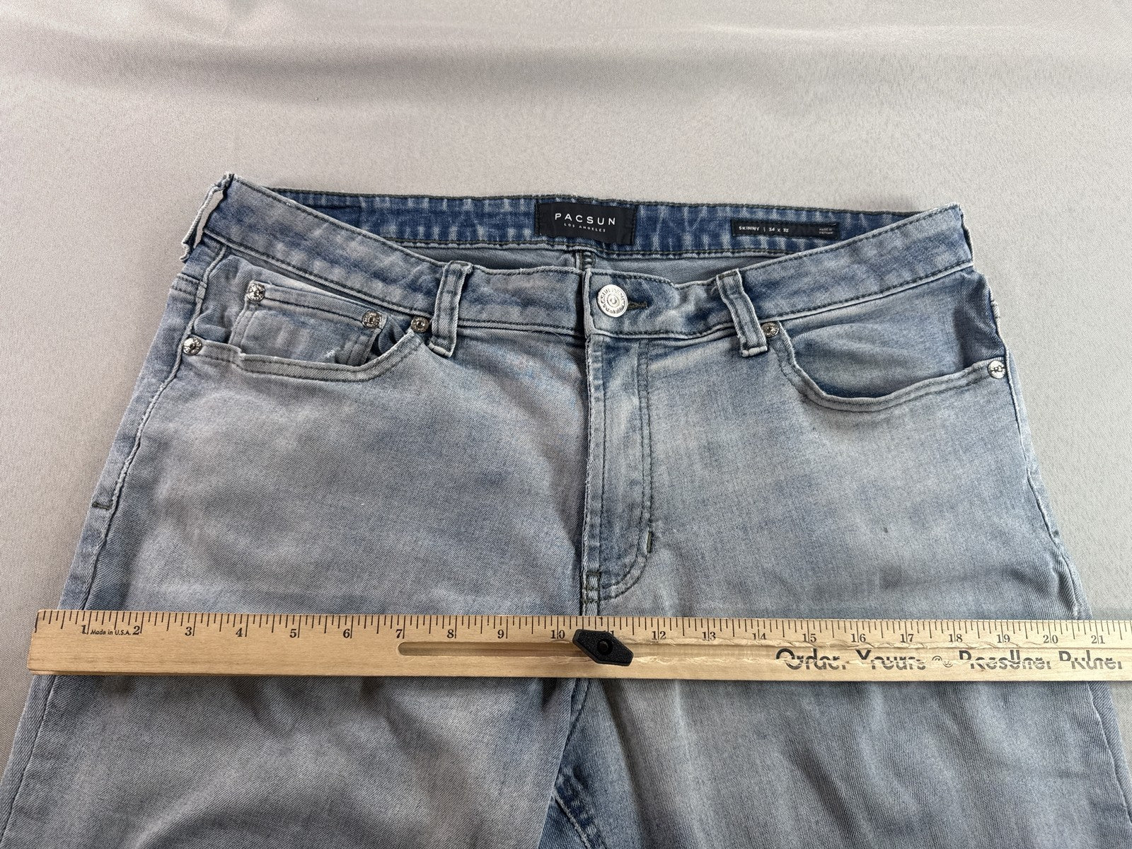 Pacsun Light Wash Skinny Jeans 34 x 32 Womens 34x32 Blue Denim Slim Fit Stretch
