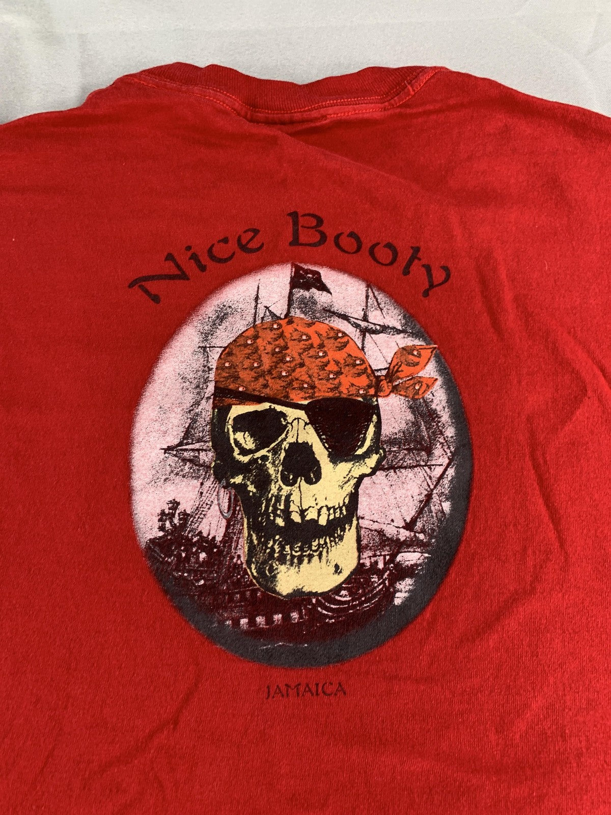 Pirana Joe Shirt Mens Extra Large Red Jamaica Pirate Skull Graphic Tee Funny 100