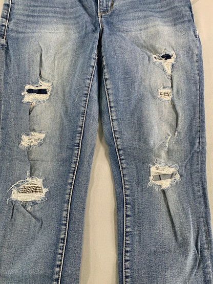 Maurices Jeans Womens Medium Distressed Blue Skinny Stretch Denim Ripped Pants