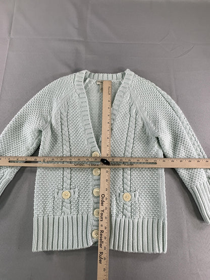 Banana Republic Sweater Womens Medium Mint Green Cardigan Cable Knit Pockets 100