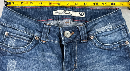 True Freedom Capri Jeans Juniors 3 Blue Denim Stretch Cropped Bootcut Pants