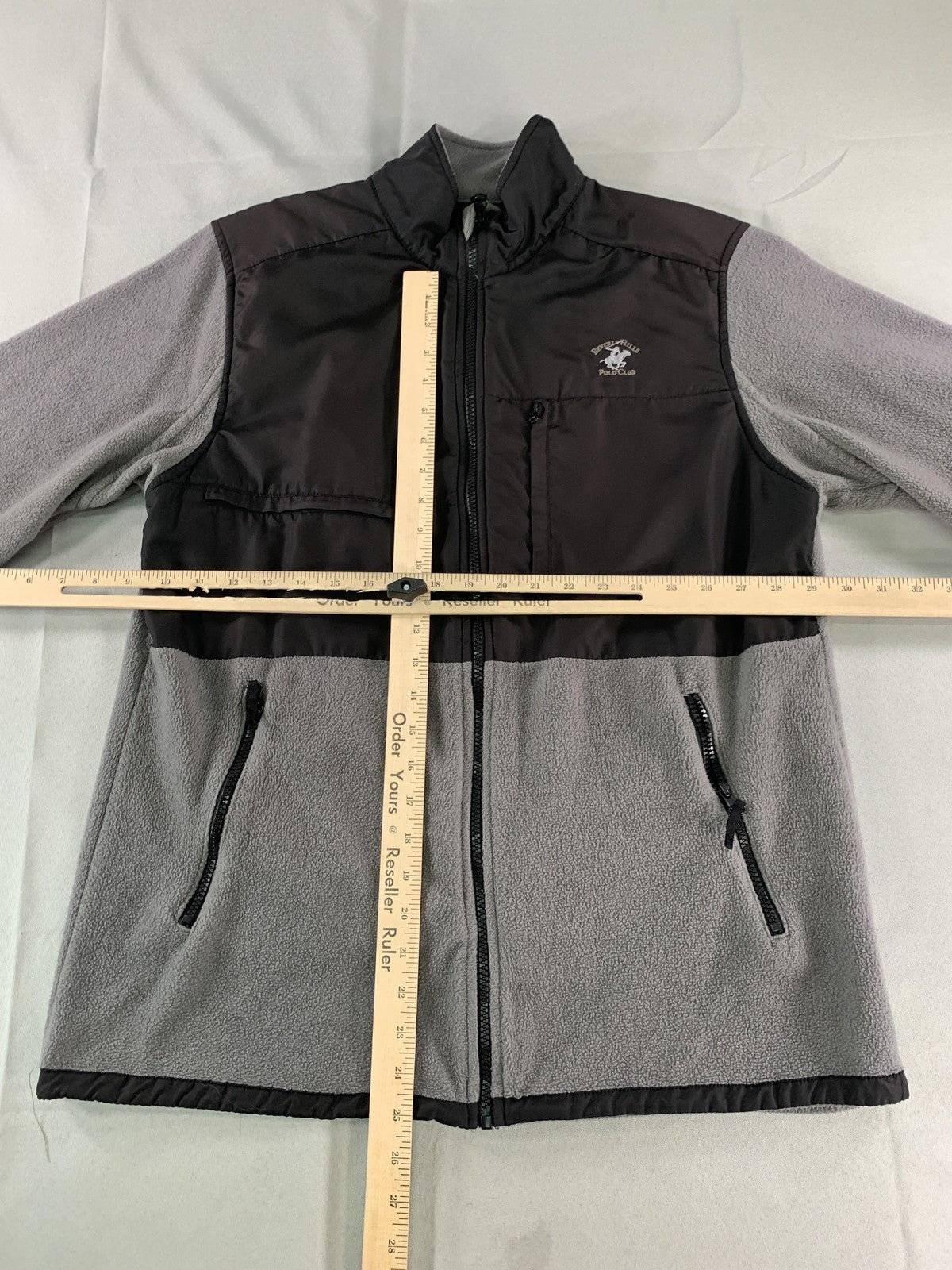 Beverly Hills Polo Club Jacket Mens Medium Gray Black Fleece Zip Front 100 NWT