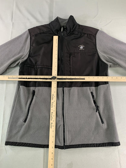 Beverly Hills Polo Club Jacket Mens Medium Gray Black Fleece Zip Front 100 NWT