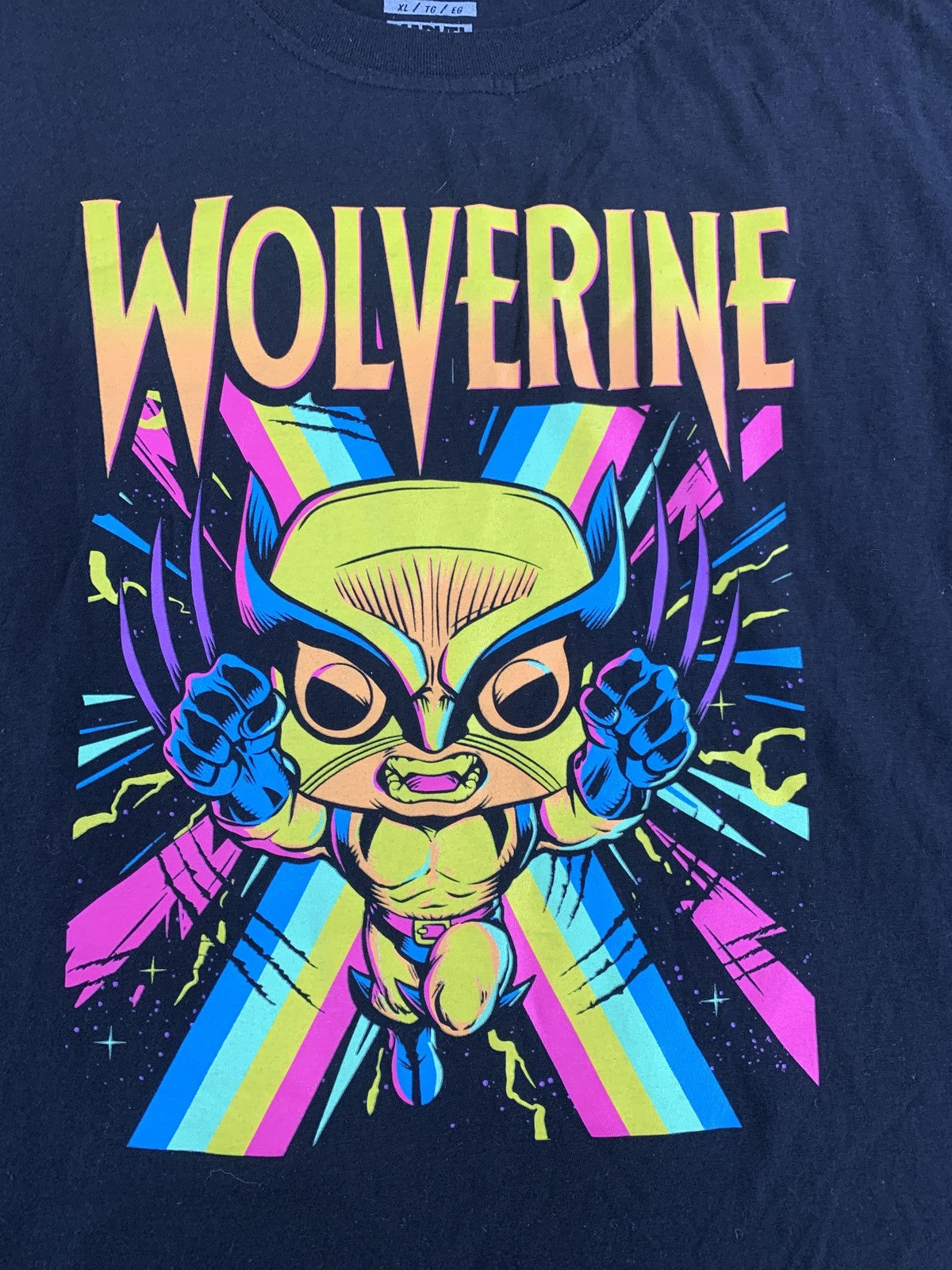 Marvel Wolverine Shirt Mens Extra Large Black Funko Pop Tees Graphic Neon Comic