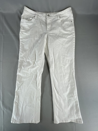 Chicos Platinum Jeans Womens 1.5 Short Embroidered Floral Bootcut Stretch Pants