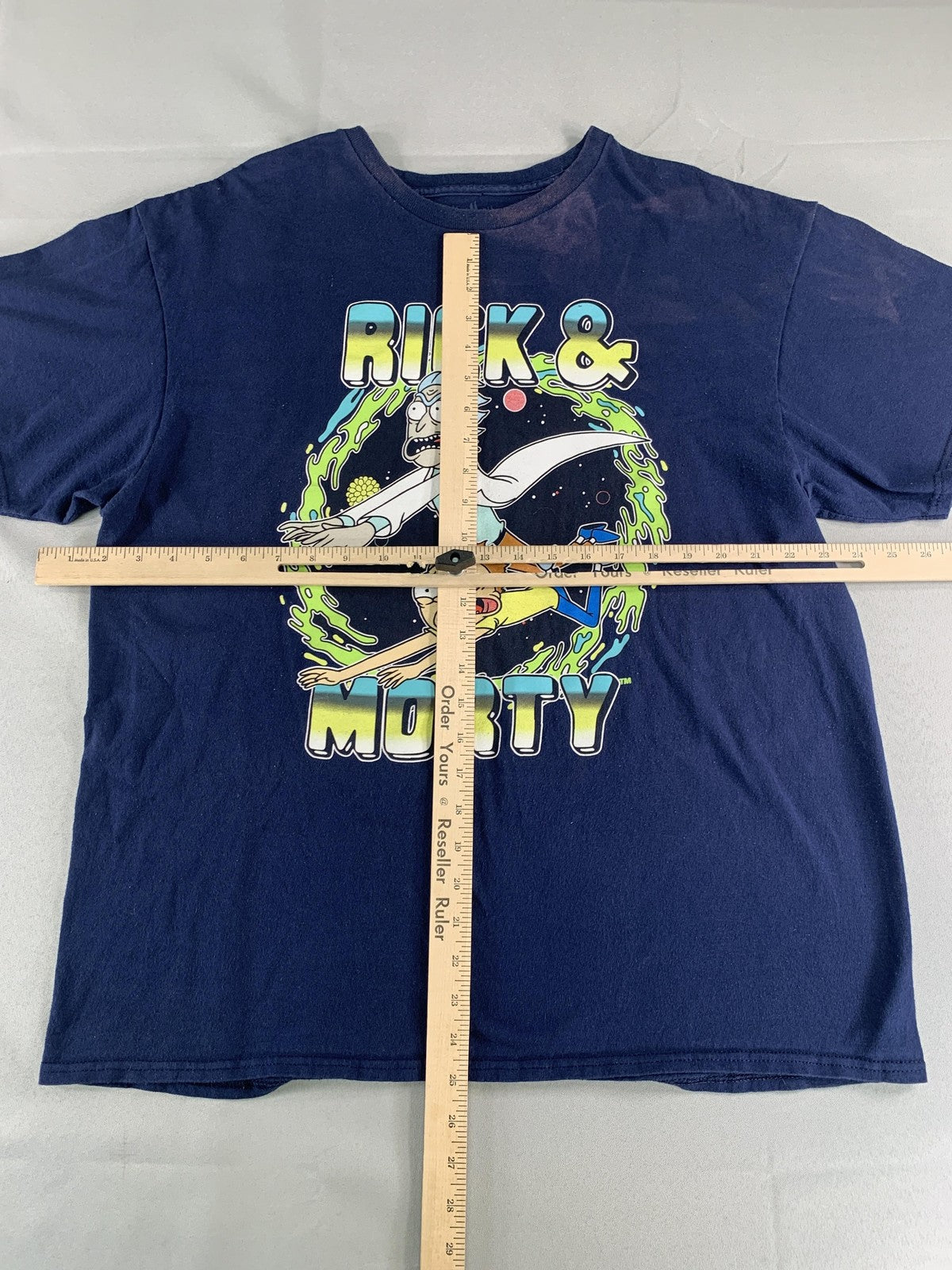 Rick and Morty Shirt Mens XL Blue Cartoon Graphic Tee Adult Portal Comedy Show