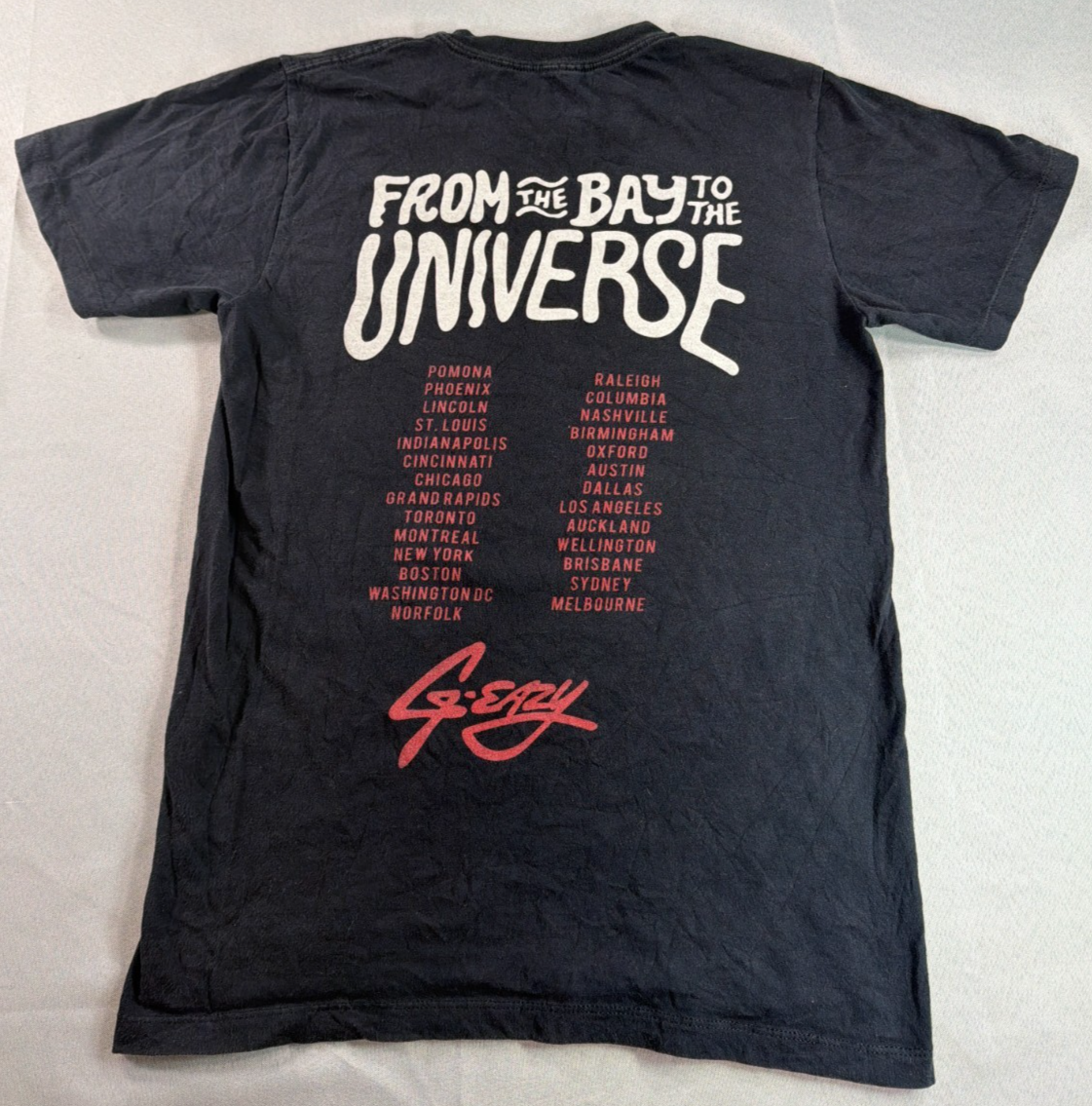 G Eazy Tour T Shirt Small Black From The Bay Universe Graphic Cotton Band Tee