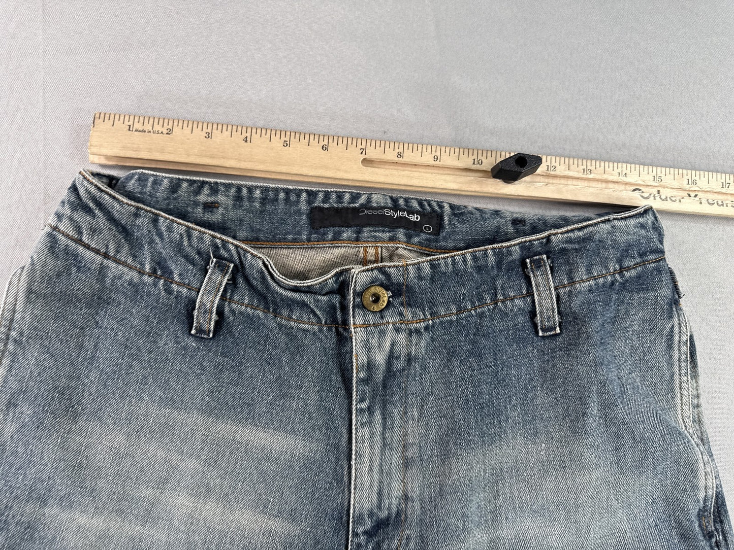 Diesel 737 Bermuda Shorts L Blue 100% Cotton Loose Distressed