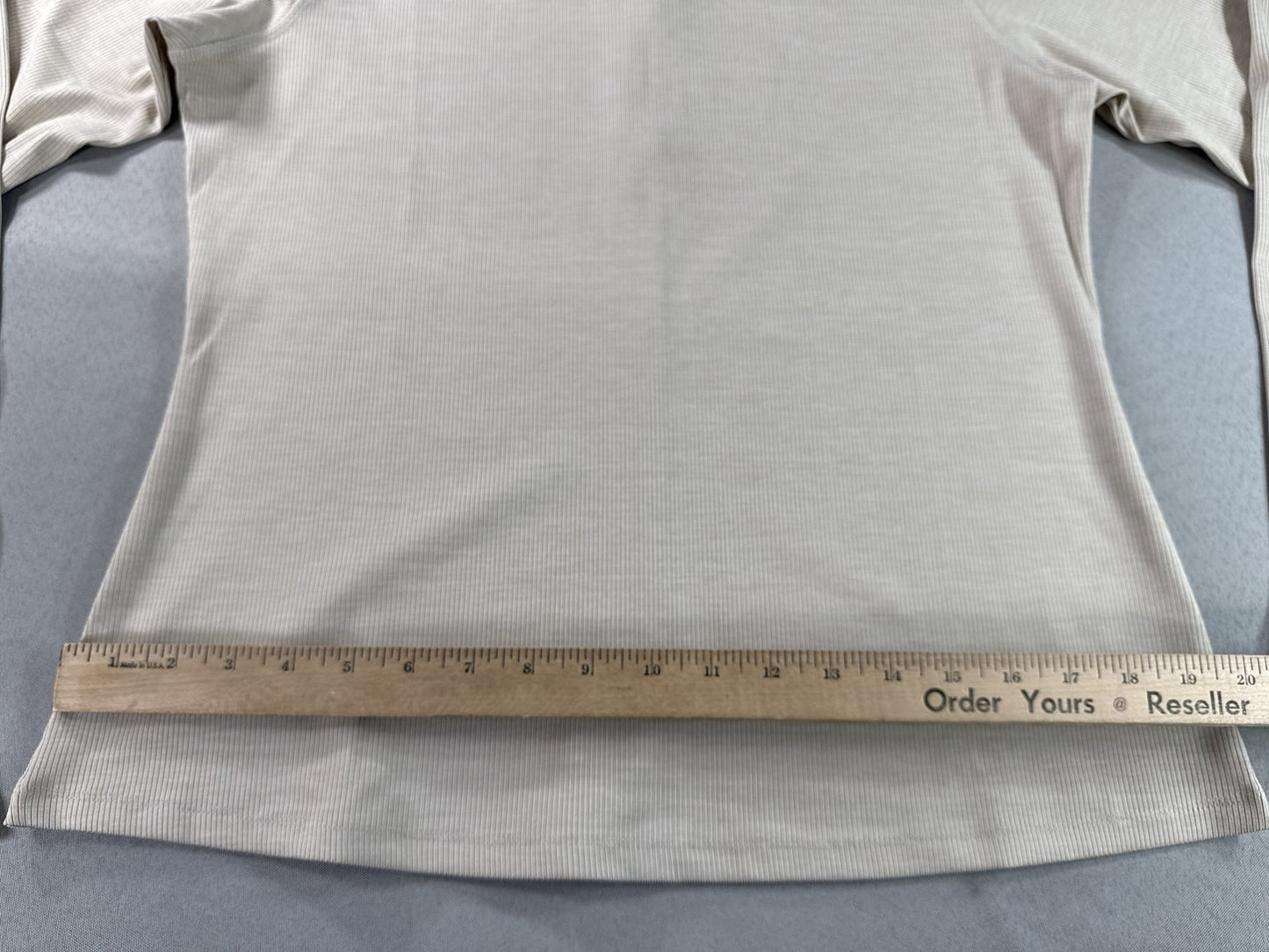 Columbia Mock Neck Long Sleeve Pullover XL Top Beige Ribbed Soft Polyester Mens