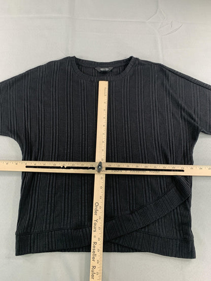 Simply Vera Vera Wang Sweater Womens Small Black Ribbed Knit Pullover Top Layer